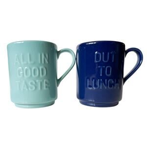 Kate Spade New York Lenox Coffee Mugs Blue All in Good Taste Out to Lunch